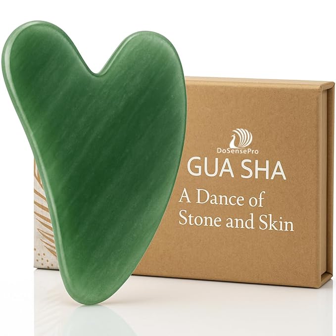 Jade Gua Sha Facial Tool - 100% Natural Xiuyan Jade Authentic Stone for Face Sculpting, Puffiness Relief, Lymphatic Drainage & Skin Glow