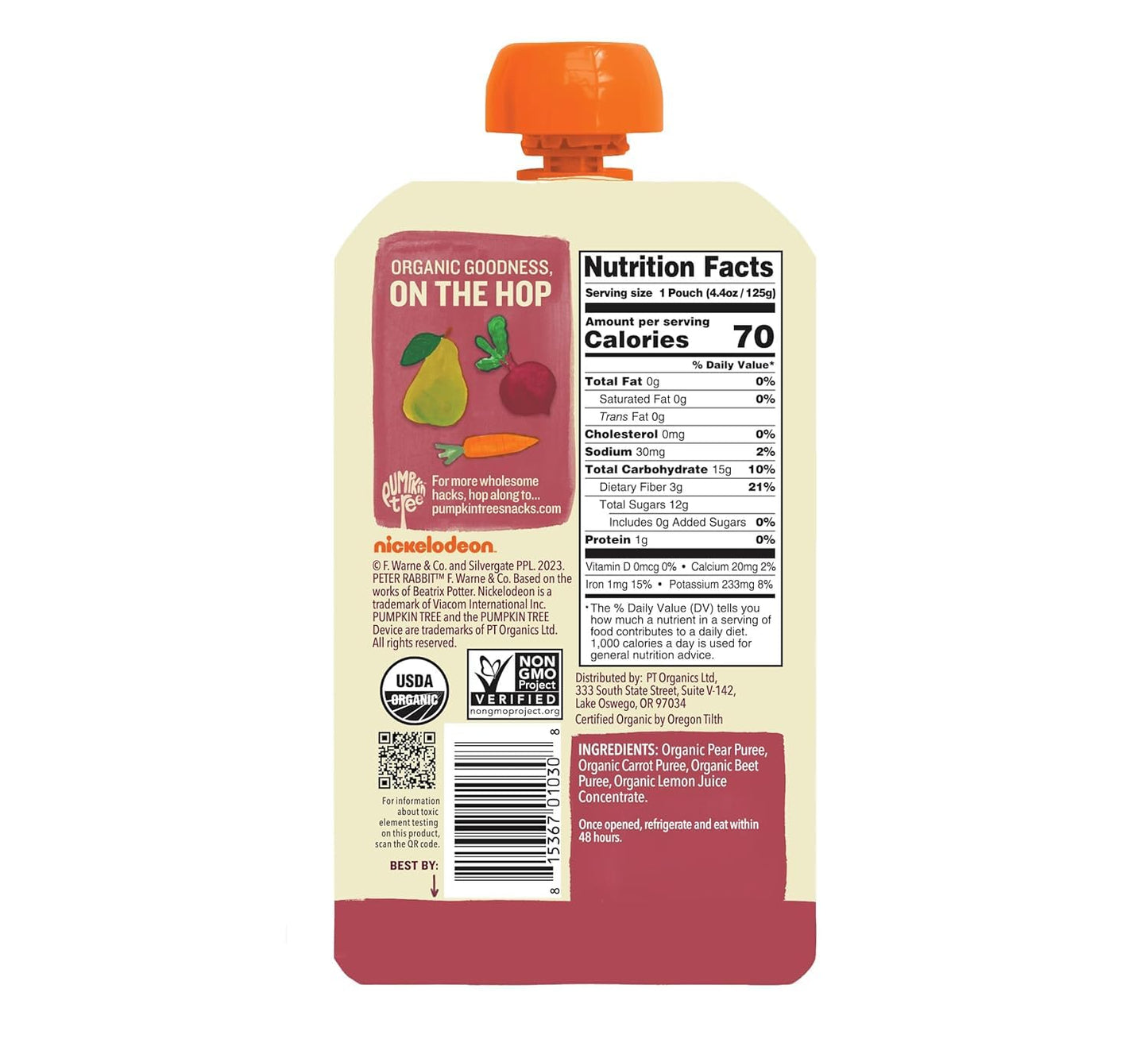 Peter Rabbit Organics Fruit & Vegetable Variety Pack - Squeezable Snack Pouches, 4 oz. (Pack of 36)