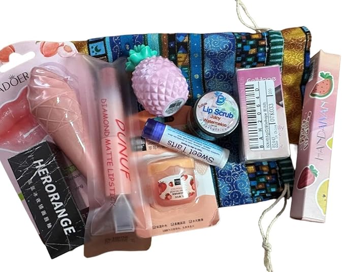 Lip Prodiuct Gift Sack With An Unique Assortment of Lip Products, 10 Total and Maybe Some Extras, By Diva Stuff