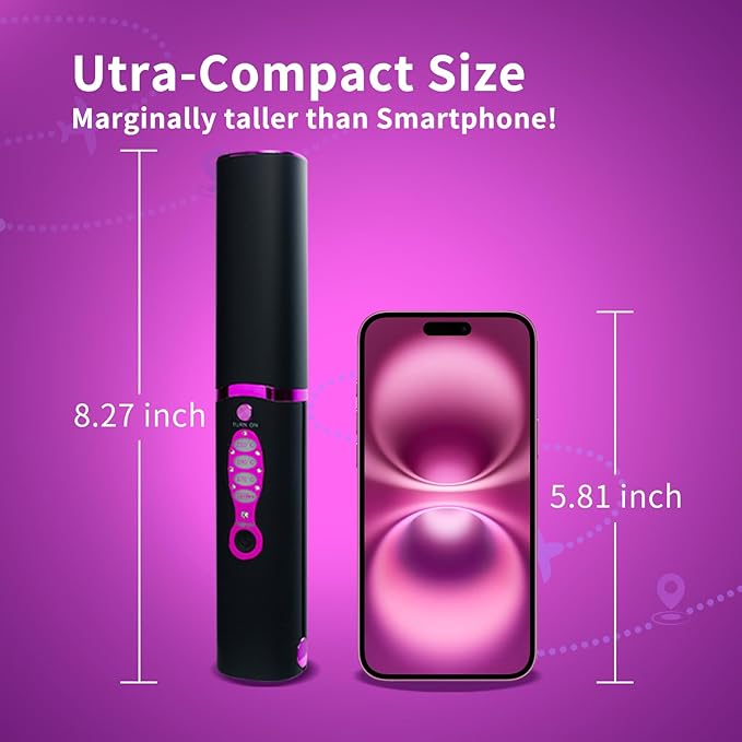 Travel Small Hair Straightener and Curler 2 in 1 for Short Hair, Cordless Titanium Flat Iron, Portable, USB-C Rechargeable, Fast Heating, Dual Voltage, 5000mAh Battery, 3 Temp Settings (Decent Black)