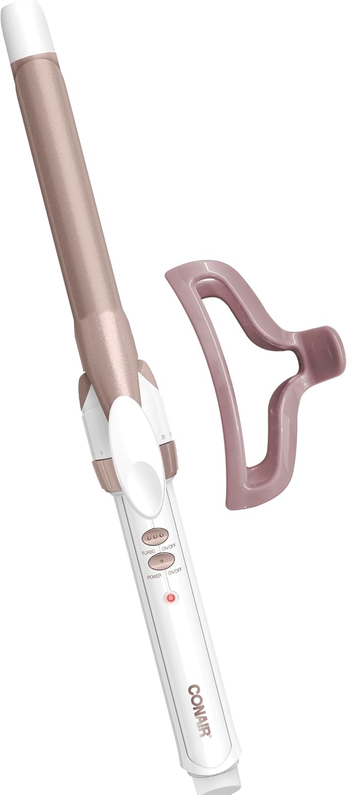 Conair Double Ceramic 3/4-Inch Curling Iron with Bonus Claw Clip, 0.75" Barrel Produces Tight Curls – for use on Short to Medium Hair