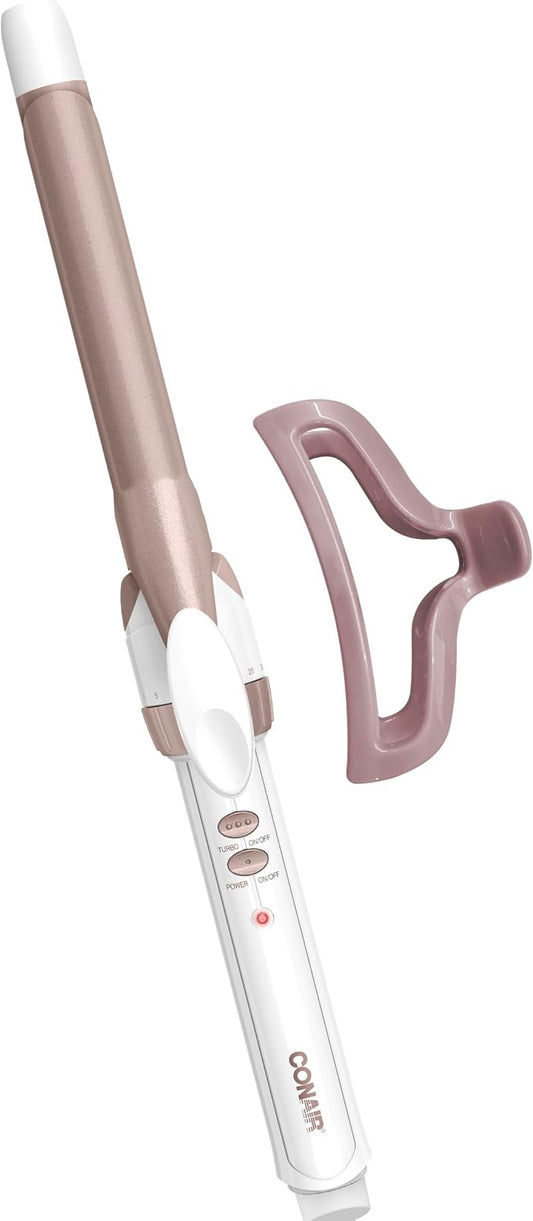 Conair Double Ceramic 3/4-Inch Curling Iron with Bonus Claw Clip, 0.75" Barrel Produces Tight Curls – for use on Short to Medium Hair