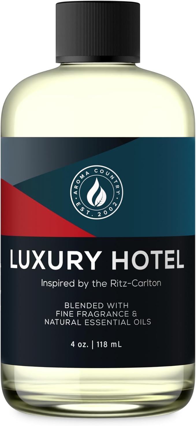 Aroma Country Luxury Hotel Diffuser Oil - Ritz Carlton Scent Oil for Diffuser & Air Fresheners for Home - Essential Oil Diffuser Refill, Home Fragrance Collection with Gardenia & Amber (4 Fl. Oz)