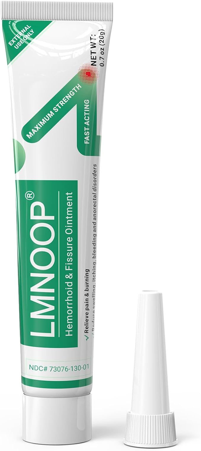LMNOOP® Hemorrhoid Treatment Ointment, Maximum Strength Treatment & Fast Relief for Pain, Itching, Burning, Swelling, Fissure, Bleeding, Discomfort, Long-Lasting Internal & External Hemorrhoid Cream