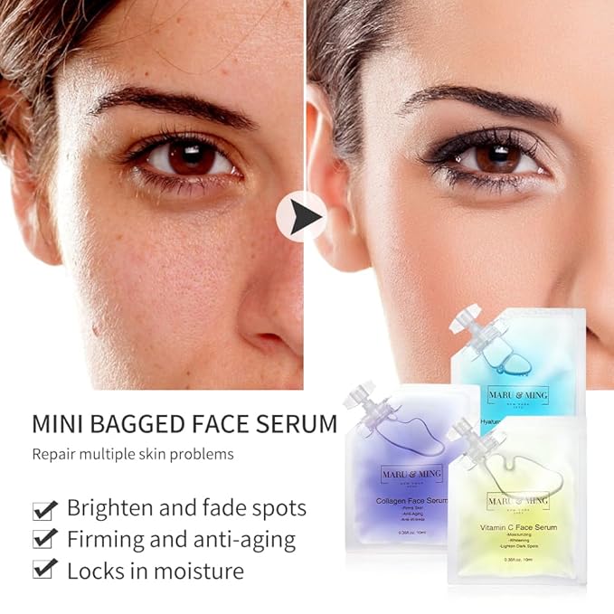 Tres Amigos Collection/Organic Hyaluronic Acid, Vitamin C, Collagen Korean Face Serums 1 oz. Total Weight