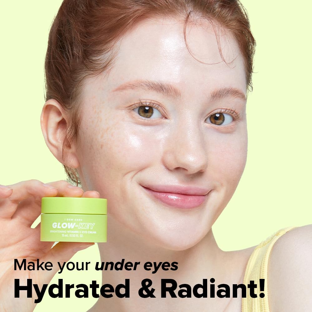 I DEW CARE Vitamin C depuffing Eye Cream with Eye Roller Set | Korean Skin Care Dark Circles Under Eye Treatment with Hyaluronic Acid, Niacinamide | 0.50 Fl Oz | Not Tested on Animals