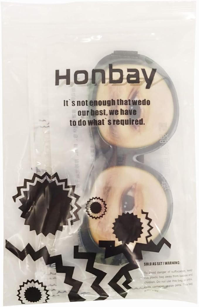 Honbay 3D Funny Eyeshade Soft Sleep Eye Mask with Adjustable Head Strap for Travel, Game, Party, Rest, Sleeping, etc (for Man) Black