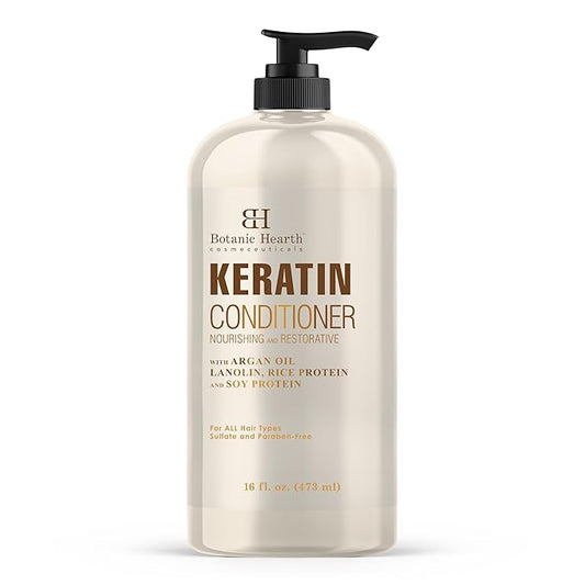 Botanic Hearth Keratin Conditioner with Argan Oil - Sulfate-Free Hair Treatment for All Hair Types, Normal, Dry or Damaged, Color Treated - 16 fl oz