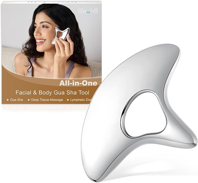 lifechill Stainless Steel Gua Sha, Muscle Scraper Tool, Lymphatic Drainage Massager for Self Care, Metal GuaSha Tool for Full Body, Trigger Point Massage Tools for Pain Relief