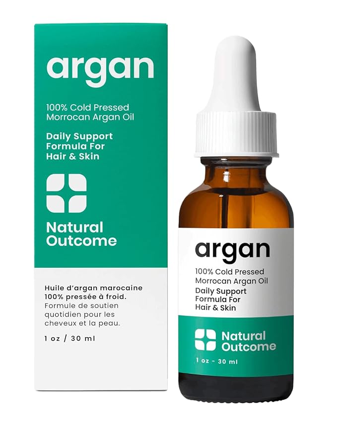 Argan Oil 100% Pure Moroccan Cold-Pressed Face, Body and Hair Lightweight Oil for Moisturizing, Hydrating & Skin Nourishment, 1 oz