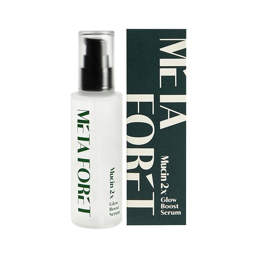 METAFORET Vegan Mucin 2x Glow Boost Serum 3.38oz 100ml / Day and Night Face Moisturizer for Dry, Sensitive, Acne Prone Skin, Dark Spot, Hydrating, Nourishing, Anti Aging, No More Snail Mucin