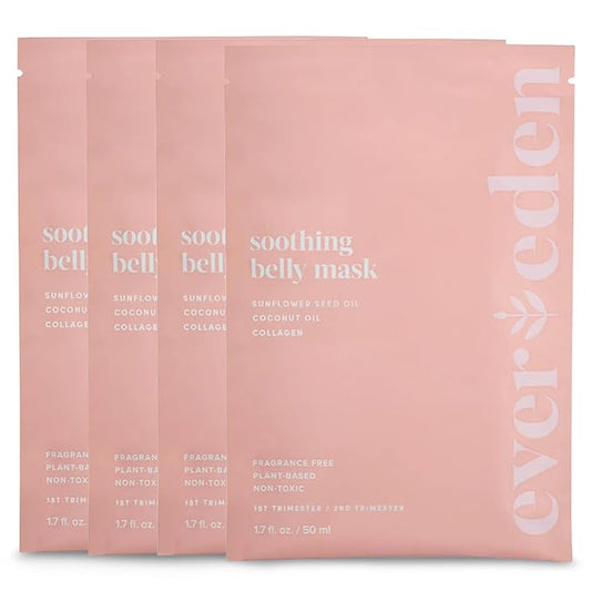 Evereden Soothing Belly Mask - 4 Belly Masks for Pregnant Women 2nd & 3rd Trimester - Hydrating, Nourishing, & Soothing Pregnancy Skin Care Belly Masks - Clean & Vegan Pregnancy & Maternity Products