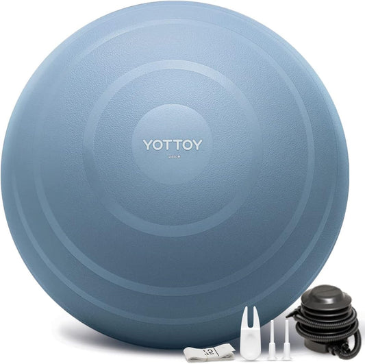 Anti-Burst Exercise Ball for Working Out, Yoga & Pregnancy, Extra Thick Workout Ball for Physical Therapy & Fitness (Blue)