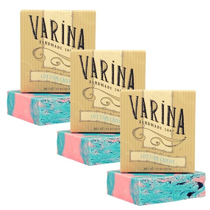 Varina Natural Cotton Candy Bar Soap - Gentle Cleansing for Sensitive Skin - 3 Pack