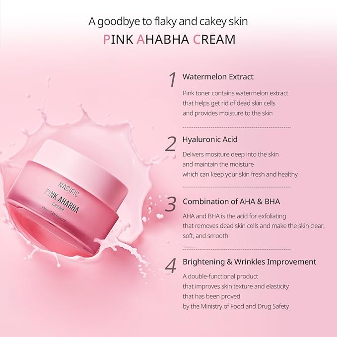 NACIFIC Pink Aha Bha Triple Set (Toner 150ml, Serum 50ml, Cream 50ml) AHA, BHA, Watermelon extract, Glow, Moisturizing, Hyaluronic Acid