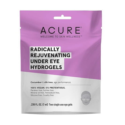 ACURE Radically Rejuvenating Under Eye Hydrogel Mask | 100% Vegan | Provides Anti-Aging Support | Cucumber & Silk Tree - Hydrates & Rejuvenates | 12 Count