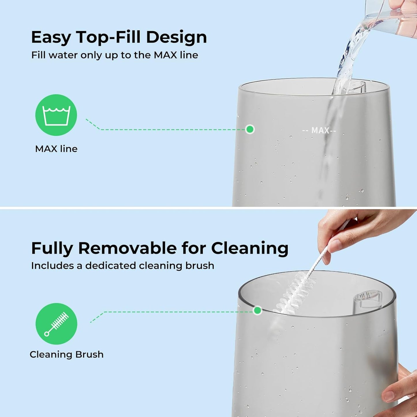 Homvana Humidifiers for Bedroom Home, 3.6 L Cool Mist Top-Fill 34H Super Long Time, Quiet 23dB, Baby Humidifier, Oil Diffuser for Large Room, Plants, Nursery, Office BPA FREE, 7 Color Light Ultrasonic