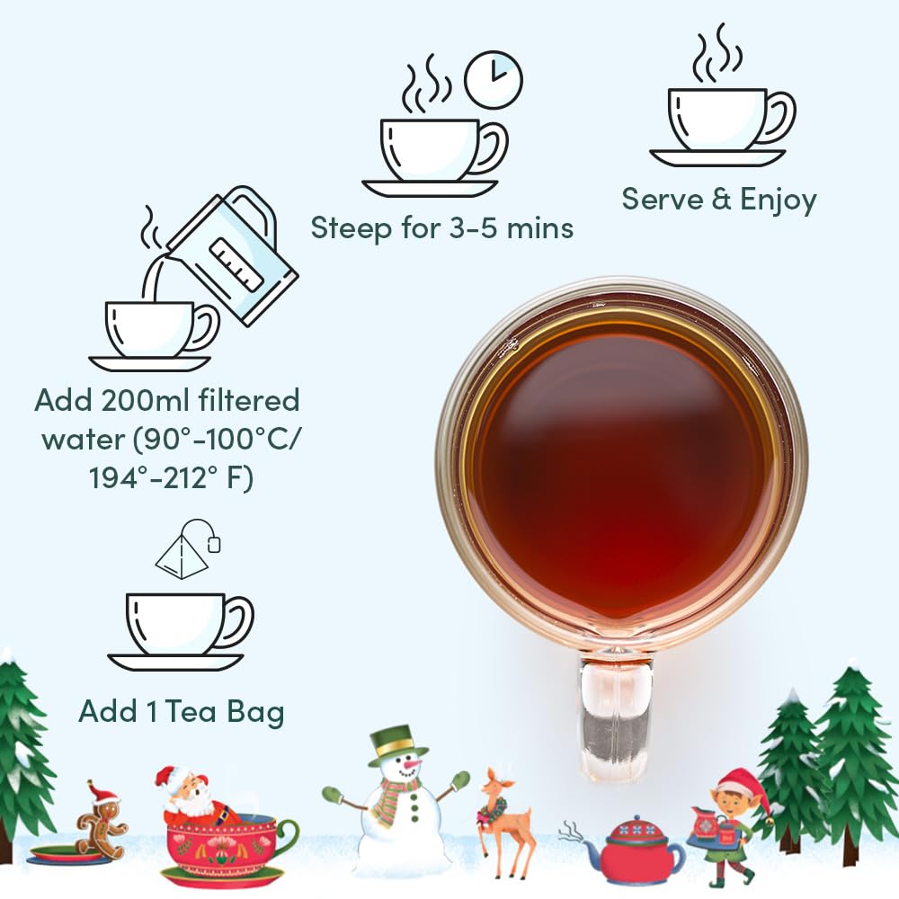VAHDAM, Merry Christmas Tea Gift Set (9 Individually Wrapped Tea Bags) Limited Edition -Gluten Free, Non GMO | Christmas 2025 Gift Ideas | Christmas Gifts For Women 2025 & Christmas Gifts For Men 2025