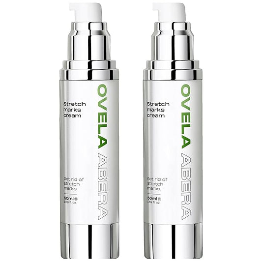 Abera Ovela Maternity Stretch Mark Cream for Pregnancy and Weight Fluctuations, Stretch Mark Treatment Pregnancy Must Haves, Deep Stretch Mark Removal, All Skin Types, 1.69 fl oz, Set of 2