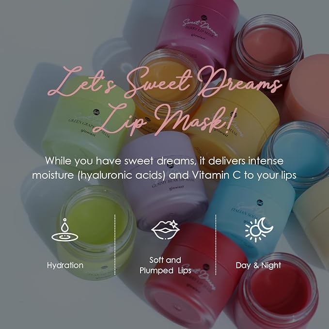 Sweet Dreams Lip Mask: Nourishing, Plumping and Hydrating Lip Balm | Ecofriendly Lip Sleeping Mask | Hyaluronic Acids + Vitamin C + Shea Butter + Antioxidants | Berry - 0.7 oz.