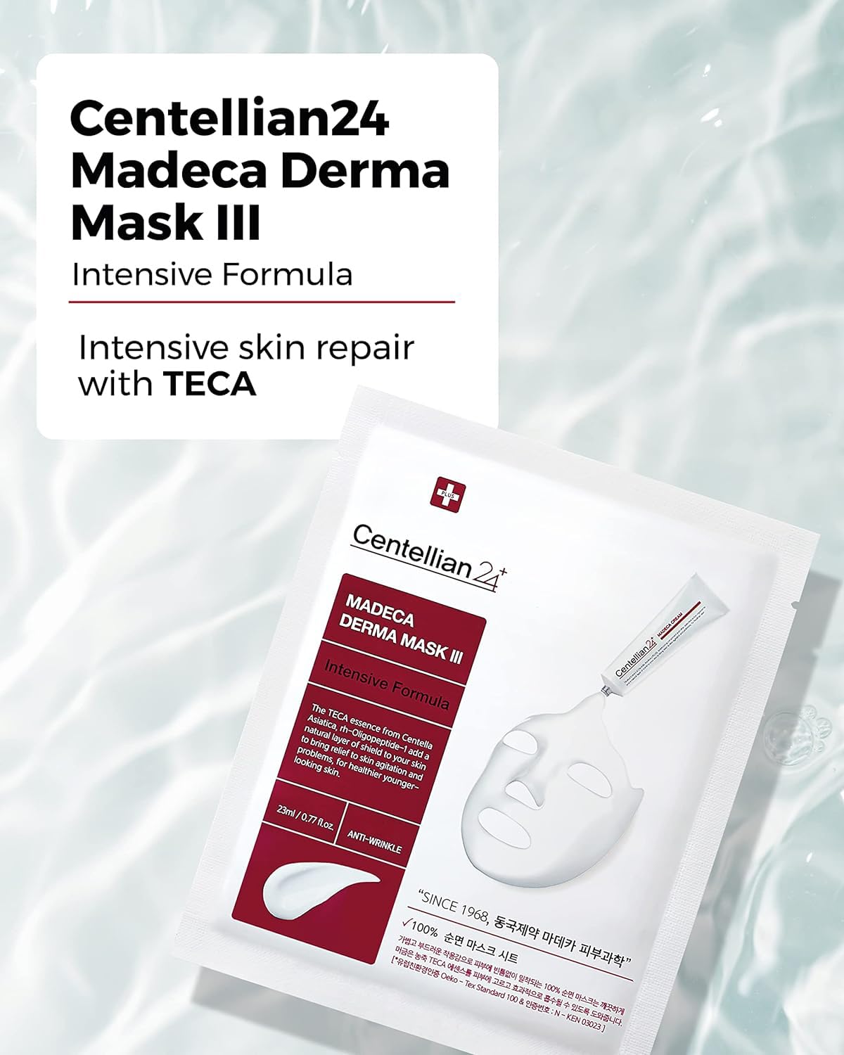 CENTELLIAN 24 Madeca Derma Face Mask (Intensive, 10pc) - Soothing Cotton Sheet Mask for Sensitive, All Skin Types, 24-Hour Hydration. Premium Korean Skin Care. TECA, Centella Asiatica, Madecassoside