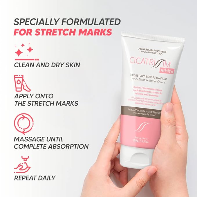 Cicatrissim White Stretch Mark Fade and Removal Cream - Innovative Formula With Pure and Powerful Natural Ingredients From Brazilian Flora - For All Skin Types.