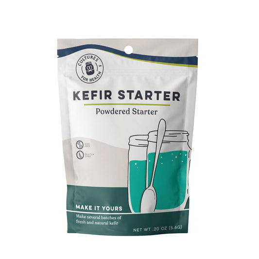 Cultures for Health Kefir Starter Culture | 4 Packets Freeze Dried Starter Powder | Make Kefir with Milk, Water, or Juice | Re-Culture Kefir Probiotic Drinks 2-7x Each | Cultures in Less Than a Day