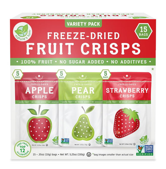 Nature’s Turn Freeze-Dried Fruit Snacks, Snack Size Variety, Pack of 15 (0.35 oz Each)