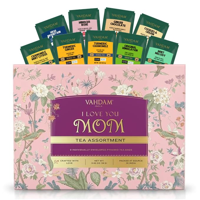Limited Edition - Gifts for Mom | Assorted Tea Gift Set - 9 Tea Variety Pack | Long Leaf Pyramid Tea Bags | Mom Gift from Daughter & Son