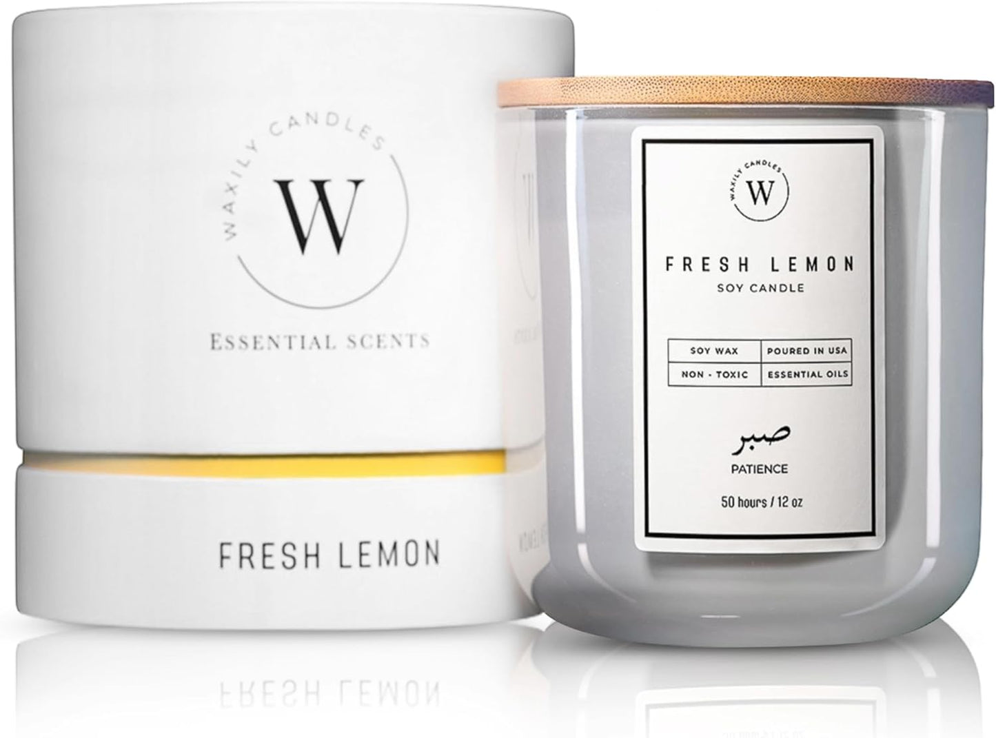 Waxily Lemon Scented Soy Candle | Non Toxic, Phthalate-Free Essential Oil Candle | Odor Eliminating Citrus for Kitchen, Aromatherapy, Luxury Gift, Clean Burning, Fresh Home Decor | 12oz