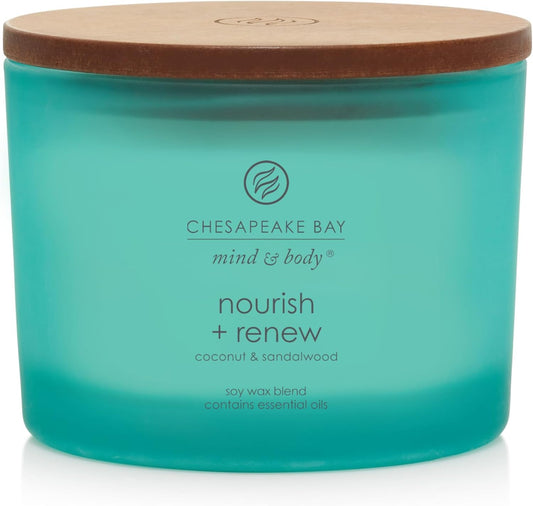 Chesapeake Bay Candle Mind & Body 3-Wick Coffee Table Jar Candle, Nourish + Renew (Coconut & Sandalwood)