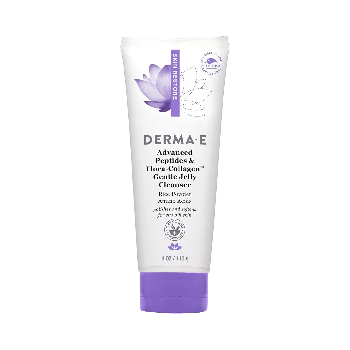 Derma E Advanced Peptides and Vegan Flora-Collagen Gentle Jelly Cleanser – Cleansing Face Wash Brightens, Skincare , 4 Oz