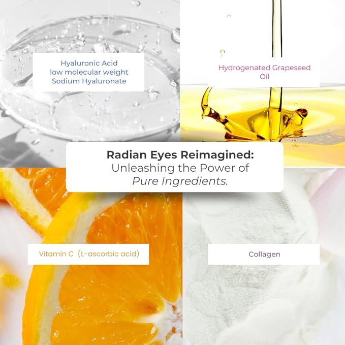 Anti-age under eye masks - With Hyaluronic Acid, Collagen & Vitamin C. Natural gel eye masks, under eye gel patches for dark circles & puffy eyes. Anti wrinkle skincare, hydrating & soothing. 20 pairs