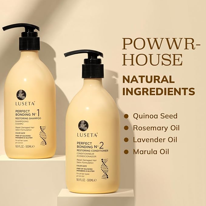 Luseta Salon Shampoo and Conditioner Set with Rosemary Oil, Acidic Bonding, Shampoo and Conditioner Sulfate Free for Women Hair Care, Repair Routine Shampoo and Conditioner for Hair Loss 2x16.9 oz