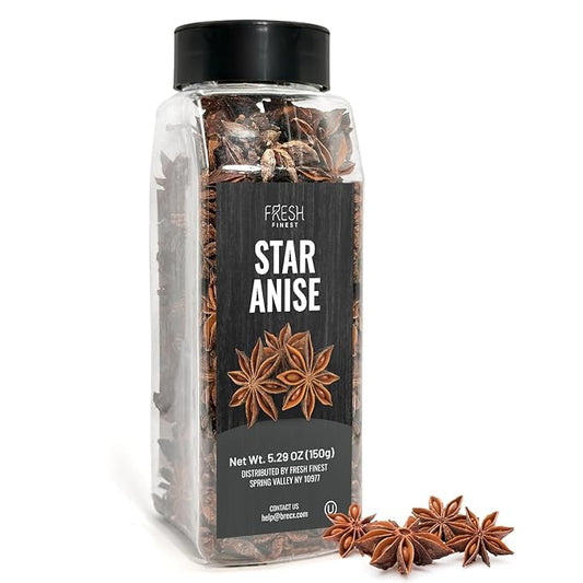 Fresh Finest Whole Star Anise 5.29oz - Premium Quality Star Anise Whole - All-Natural, Non-GMO, Gluten-Free, Kosher - Perfect for Baking, Cooking, and Tea
