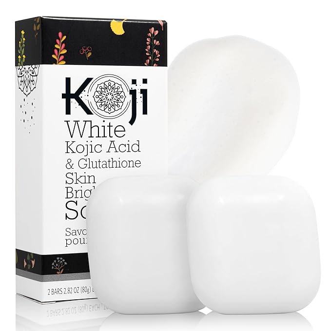 Koji White Kojic Acid & Glutathione Skin Brightening Soap for Body & Face Exfoliating, Hydrating and Cleansing Bar for Reduce the Appearance of Fine Lines and Wrinkles, Vegan, 2.82 oz (2 Bars)