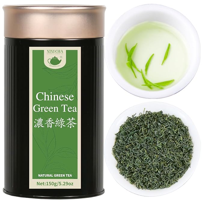 XIXICHA Green Tea Loose Leaf High Mountain Top Grade Chinese Green Tea Chinese Tea Rich Aroma No Bitter and Sweet Aftertaste 绿茶 明前绿茶 中国茶 浓香绿茶 5.3oz/150g