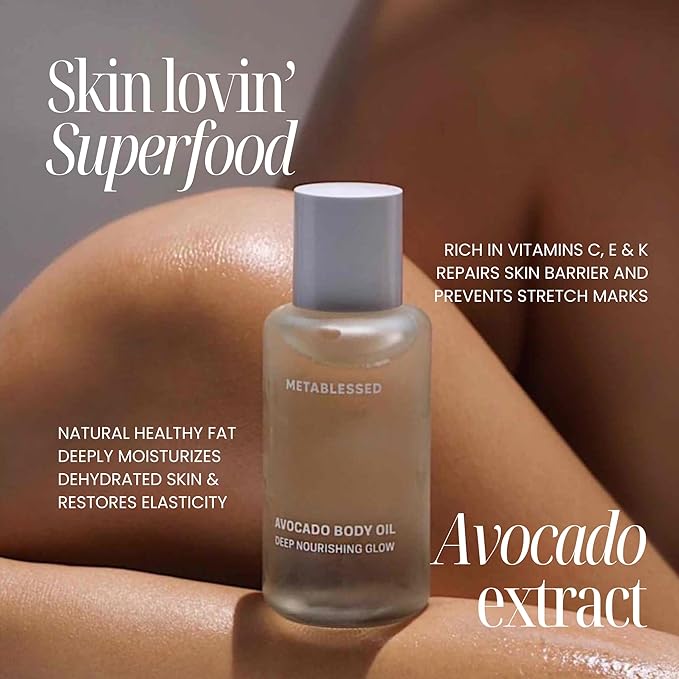 Avocado Dry Body Oil - Deep Nourishing Glow, Fast Absorbing & Non-Greasy Body Moisturizer. Luxurious Soothing Aromatherapy. Sensitive Skin Safe, Clean Beauty 3.38 fl. oz