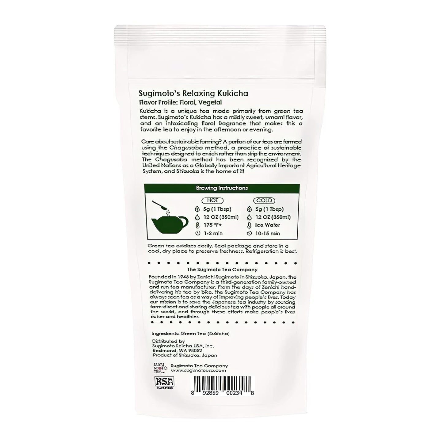 SUGIMOTO TEA Japanese Kukicha Stem Green Tea Loose Leaf 3.0 oz (86 g) Pack of 1