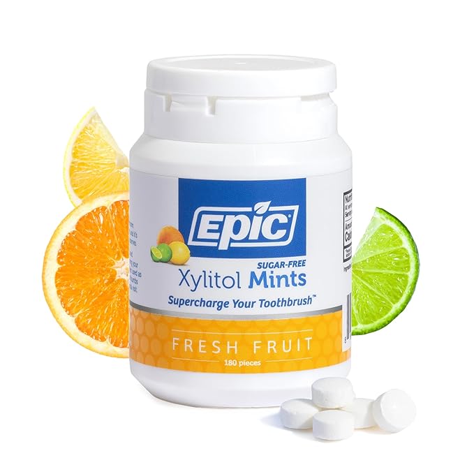 Epic 100% Xylitol Mints - Aspartame Free, Sugar Free - Fresh Fruit Flavored Mints, 180 Pieces (Pack of 1)