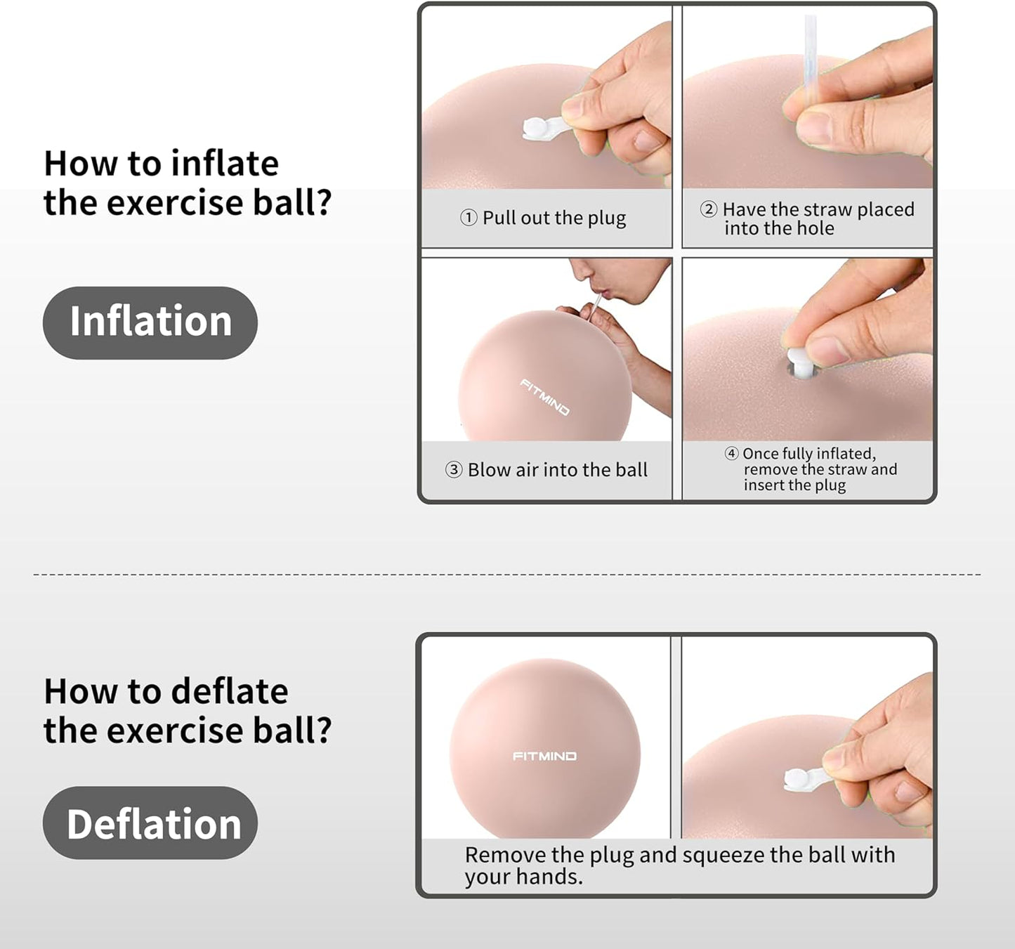 Pilates Ball 10 Inch Anti-Burst Slip Resistant Mini Yoga Ball for Fitness, Core Training, Physical Therapy, Balance, Stability, Stretching 200kg 440lbs Capacity Pink