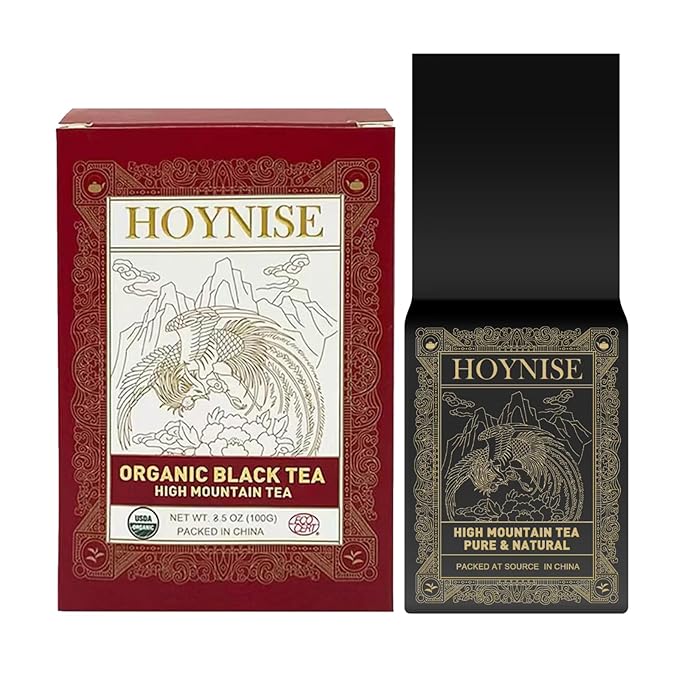 HOYNISE - USDA Organic Black Tea Loose Leaf - Yunnan Dianhong Black Tea - Organic Breakfast Tea - Zero Artificial Flavorings & Additives - High Mountain Grown, 100g/3.5oz