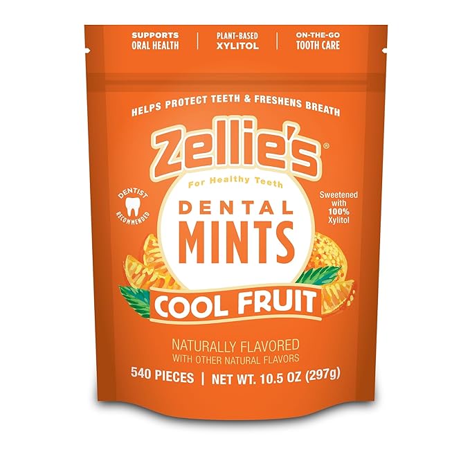 Zellie's | 100% Xylitol Cool Fruit Mints Breath Mints | No Aspartame, Gluten Free, Vegan & Kosher (540 Count - Pack of 1)