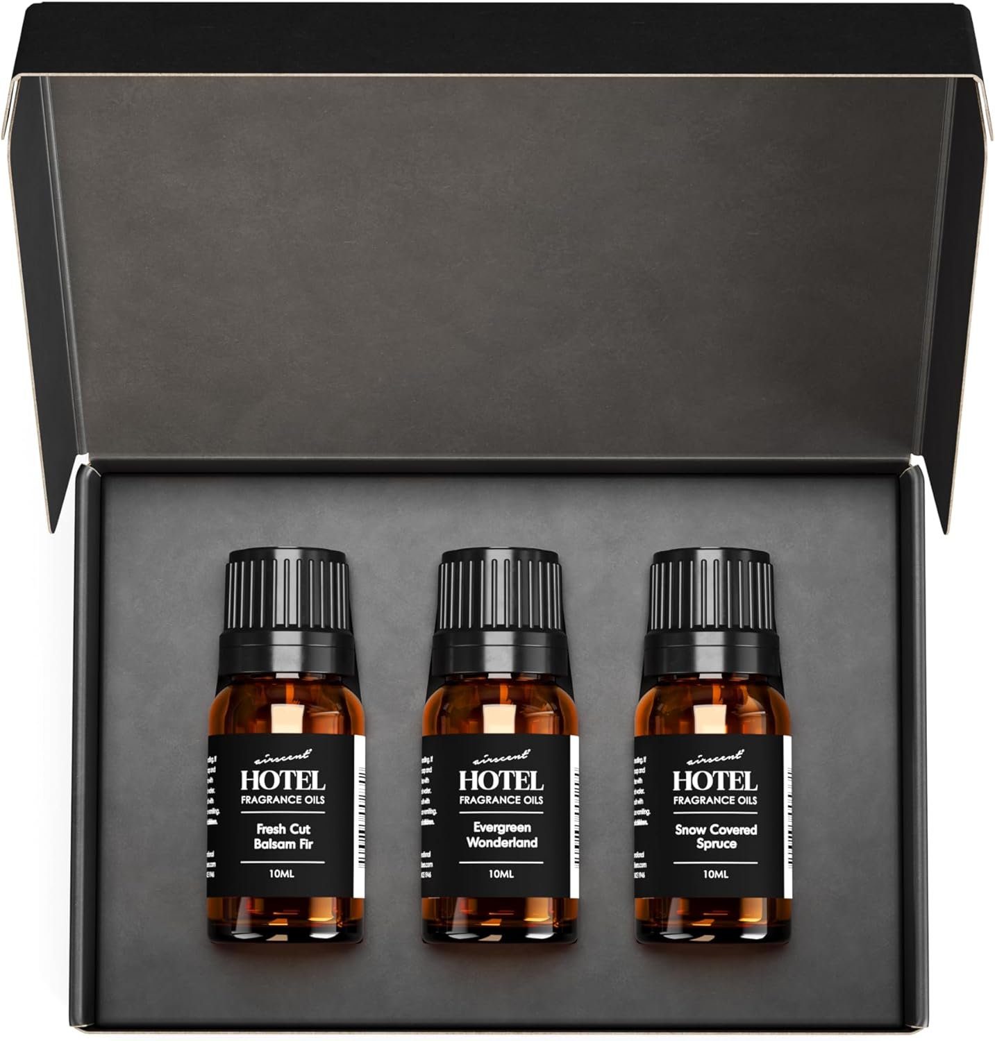 AirScent Christmas Tree Diffuser Oil 3 Pack Gift Set - 10 mL, 0.34 fl oz Fragrance Oil Set - Evergreen Wonderland, Fresh Cut Balsam Fir and Snow Covered Spruce Scents