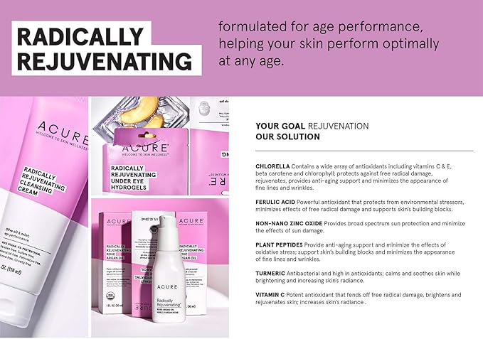 ACURE Radically Rejuvenating Under Eye Hydrogel Mask | 100% Vegan | Provides Anti-Aging Support | Cucumber & Silk Tree - Hydrates & Rejuvenates | 12 Count