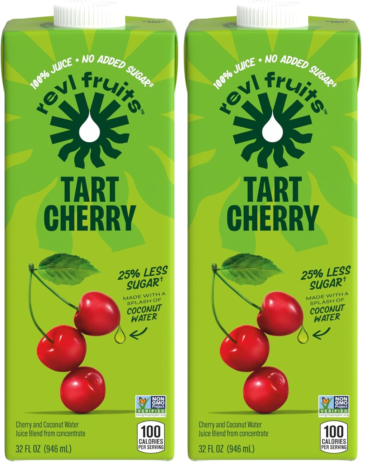 Revl Fruits™ 100% Juice, No Added Sugar, Tart Cherry, 32 fl oz. Carton (Pack of 2)