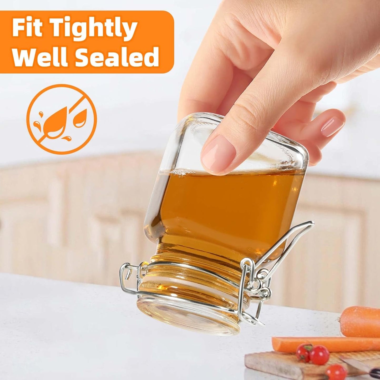 Spice Jars 20 Pack Small 4 oz Glass Jars with Airtight Hinged Lids, Spice Herb Jars with Labels and Silicone Funnels, 4oz Glass Jars with Lids Ideal for Spice Herbs