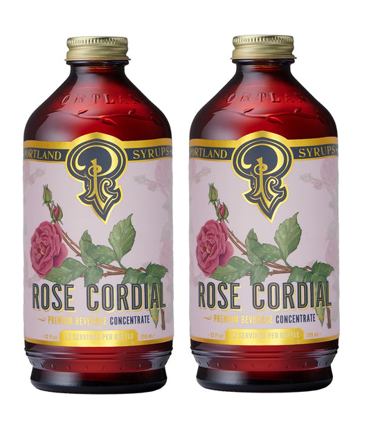Portland Syrups Rose Cordial Syrup - Craft Exquisite Floral Beverages for Cocktails, Mocktails, Soda, and More - 12 oz with 24 Servings (Pack of 2)