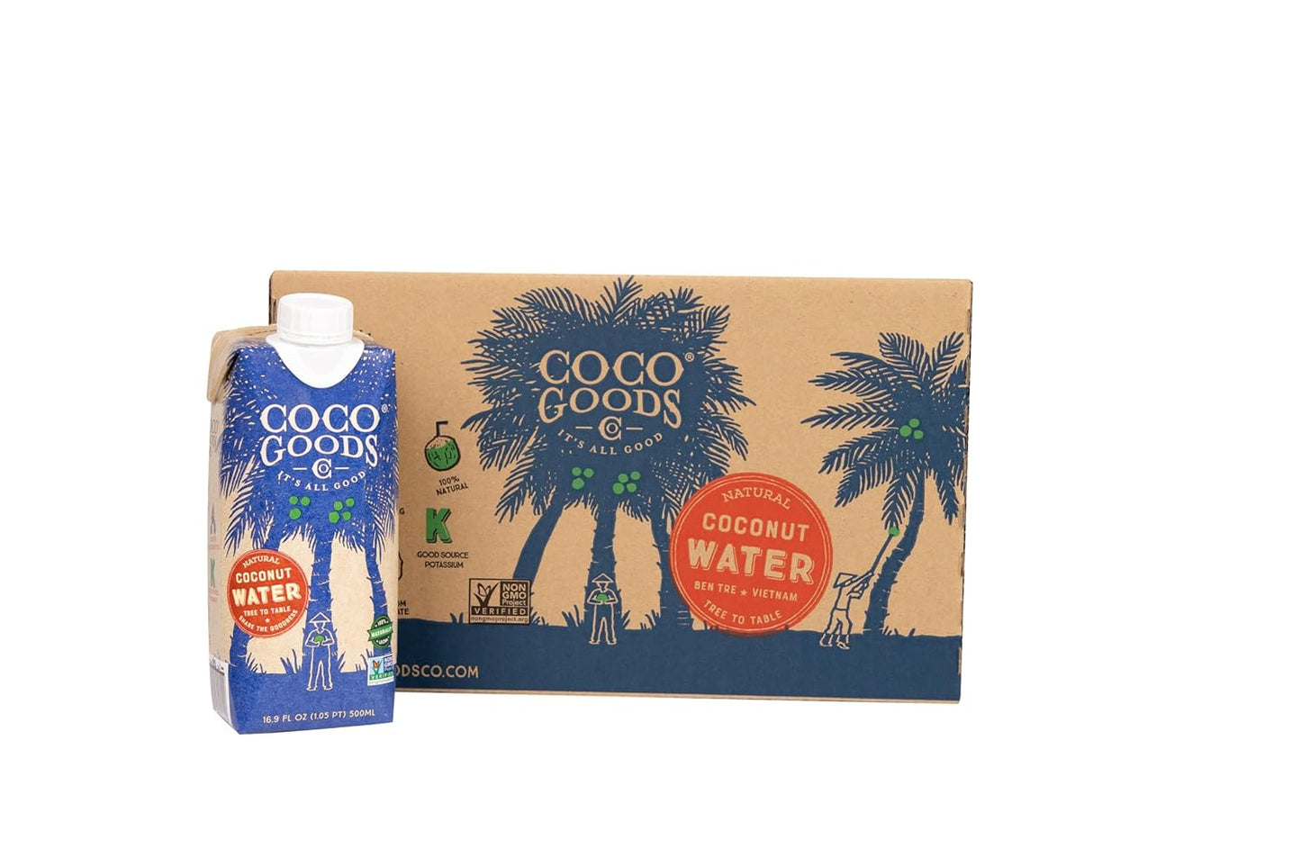 CocoGoods Co. Vietnam Single-Origin 100% Natural Coconut Water, Non-GMO, Never from Concentrate (33.8 fl. oz/1 liter, 6 pack)