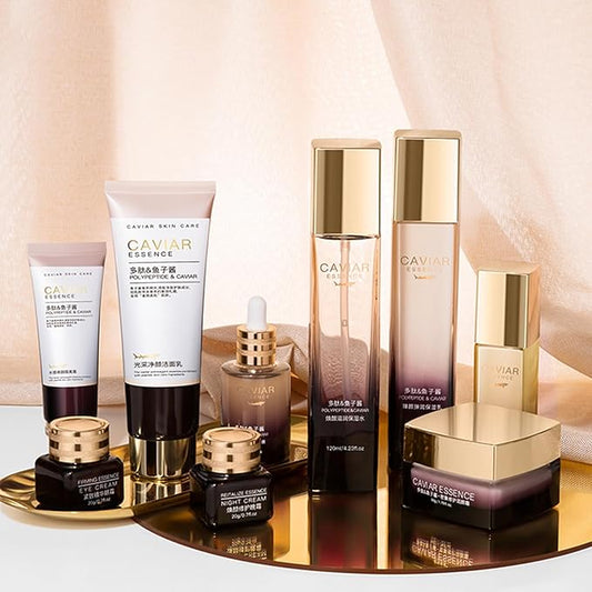 O’KADY 9 Pcs skincare set Anti Aging Skin Daily Care Routine Kit With Vitamin C and Peptides Facial Cleanser Eye Mask Toner Serum Eye Cream Lotion Cream Lady Cream Gifts sets for Valentine's Day